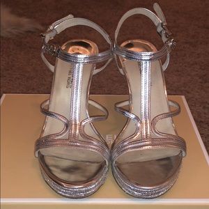 Michael kors all silver glitter wedges